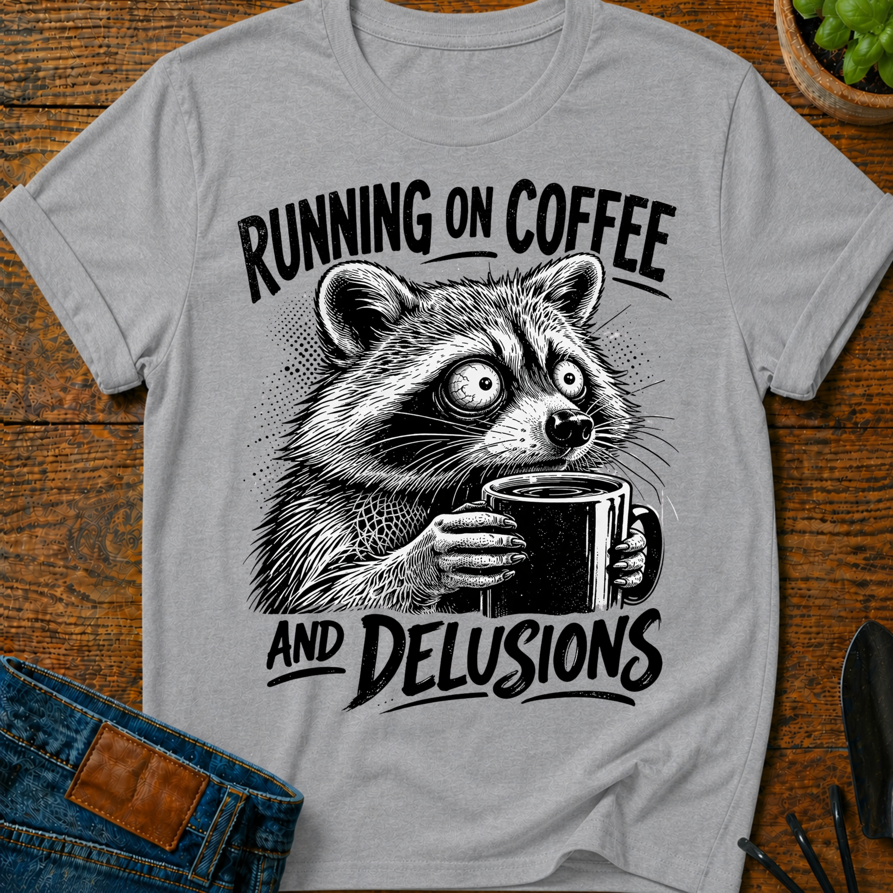 Running on Coffee and Delusions T-Shirt