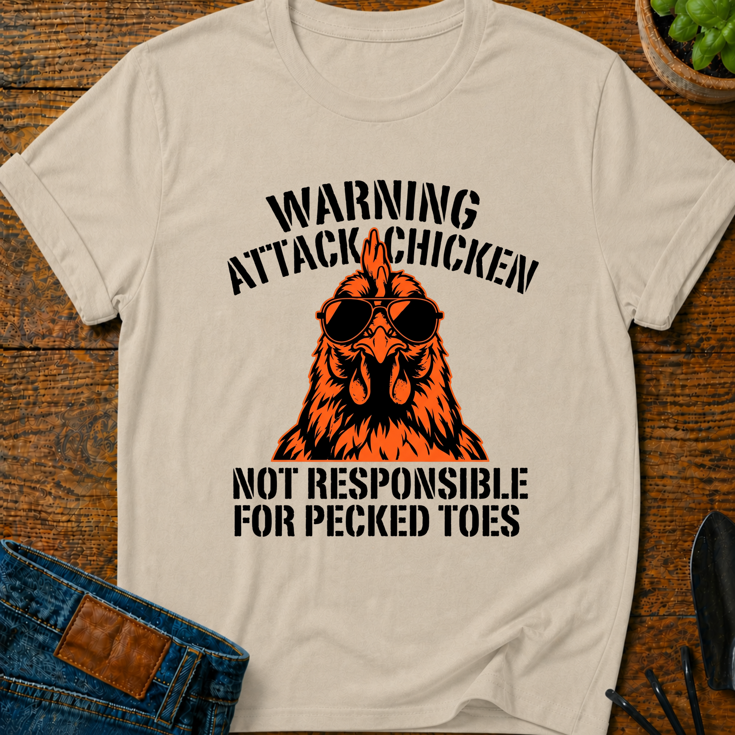 Warning Attack Chicken T-Shirt