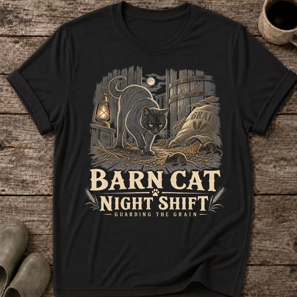 Barn Cat Night Shift Homestead T-Shirt