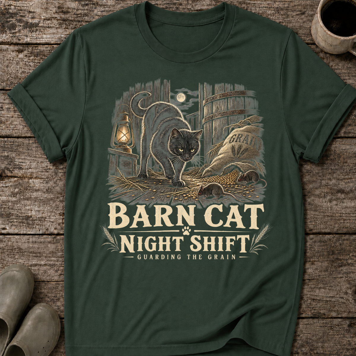 Barn Cat Night Shift Homestead T-Shirt