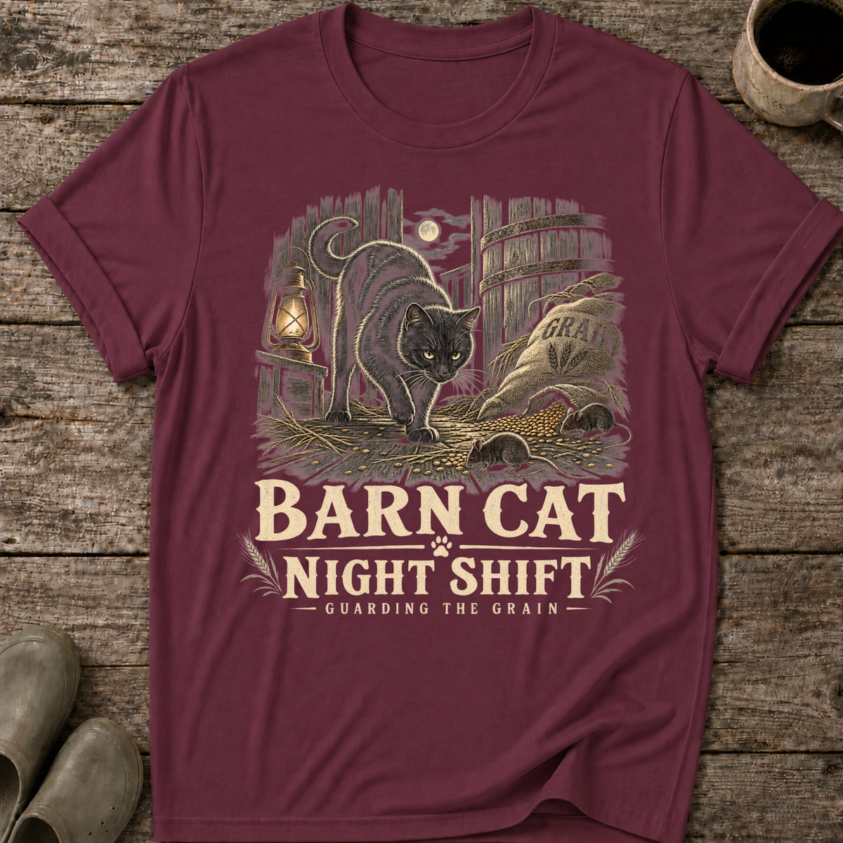 Barn Cat Night Shift Homestead T-Shirt