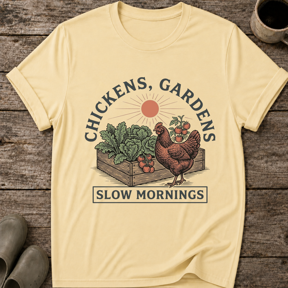 Chickens Gardens Slow Mornings T-Shirt