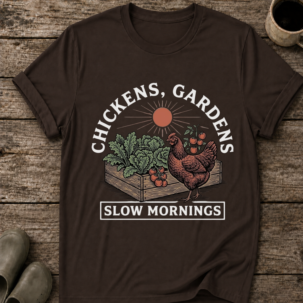 Chickens Gardens Slow Mornings T-Shirt