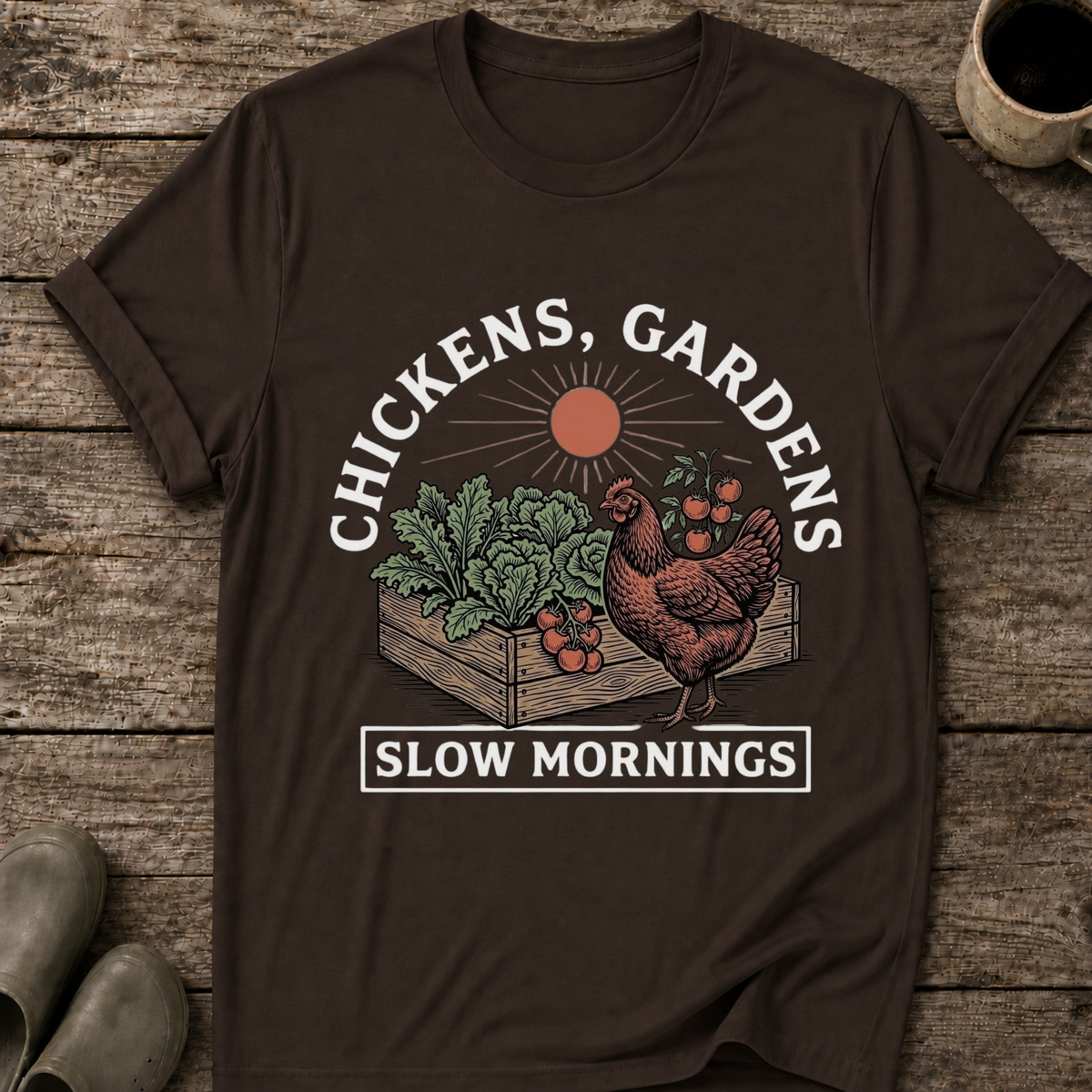Chickens Gardens Slow Mornings T-Shirt