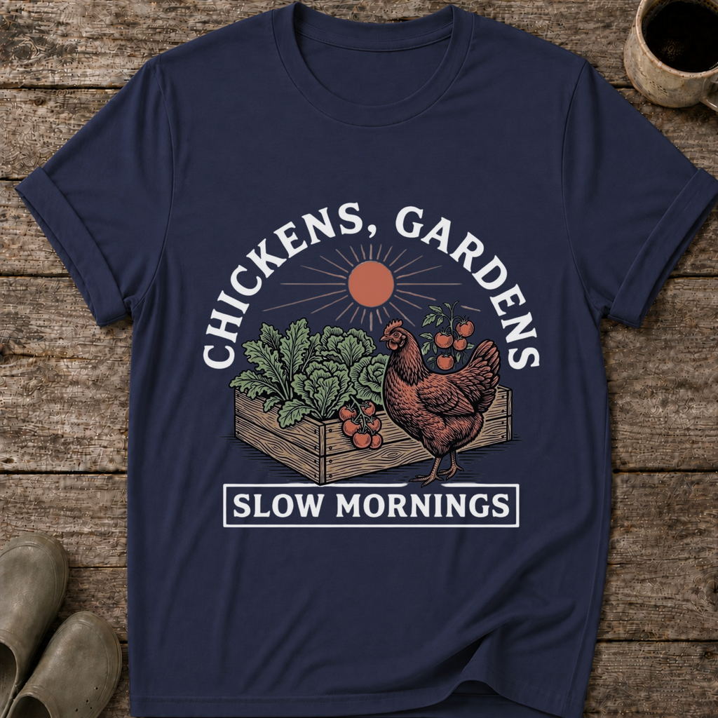 Chickens Gardens Slow Mornings T-Shirt