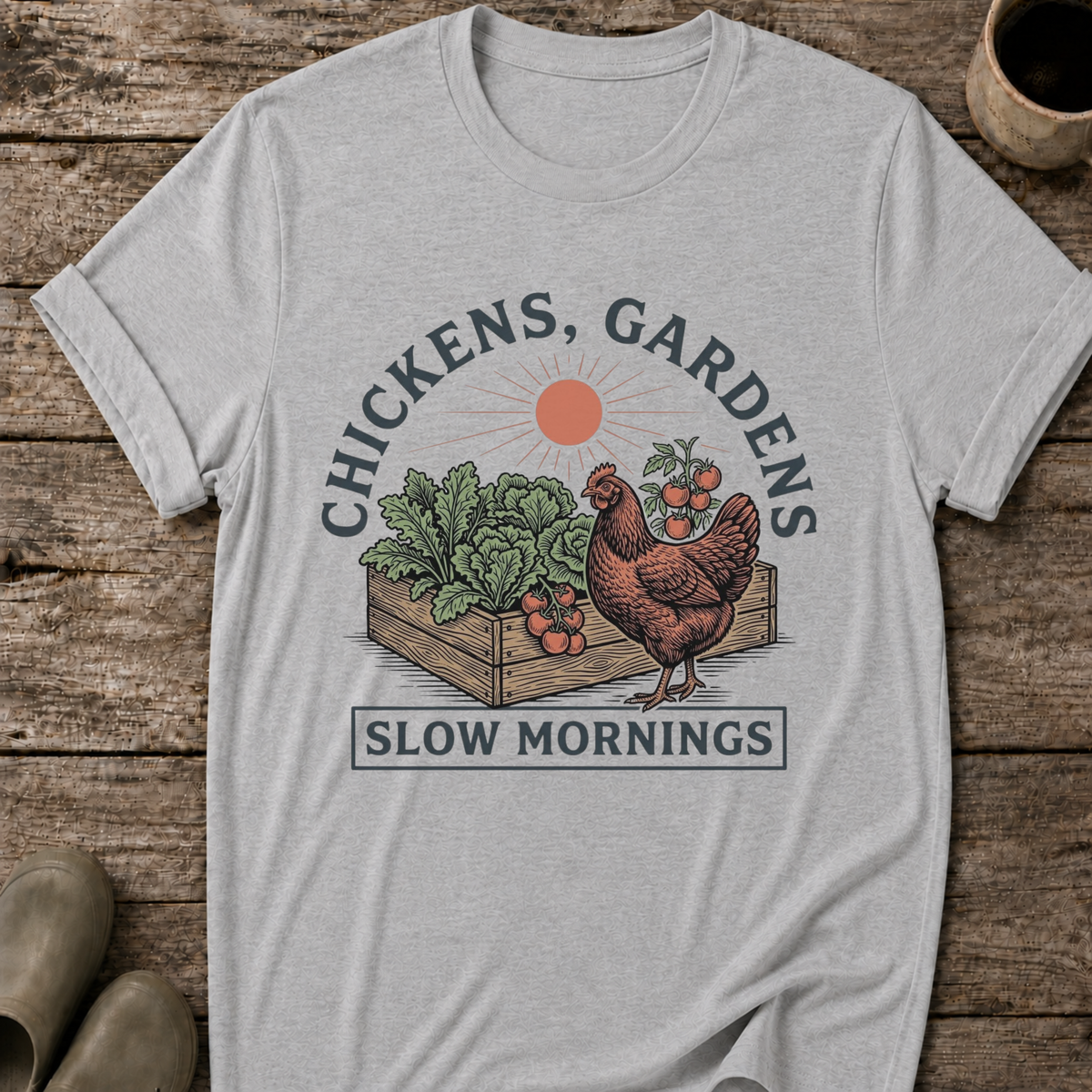 Chickens Gardens Slow Mornings T-Shirt