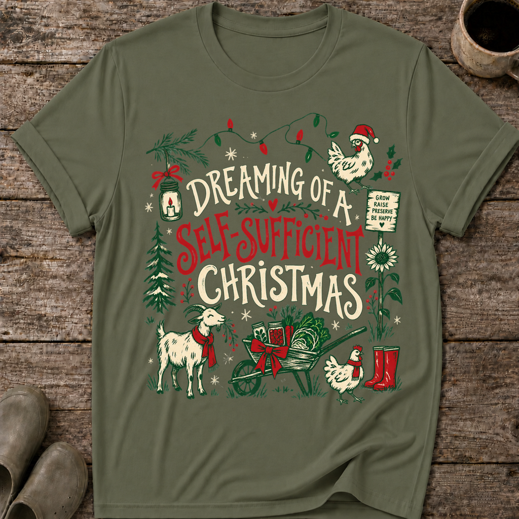 Dreaming of a Self-Sufficient Christmas Ugly Christmas T-Shirt