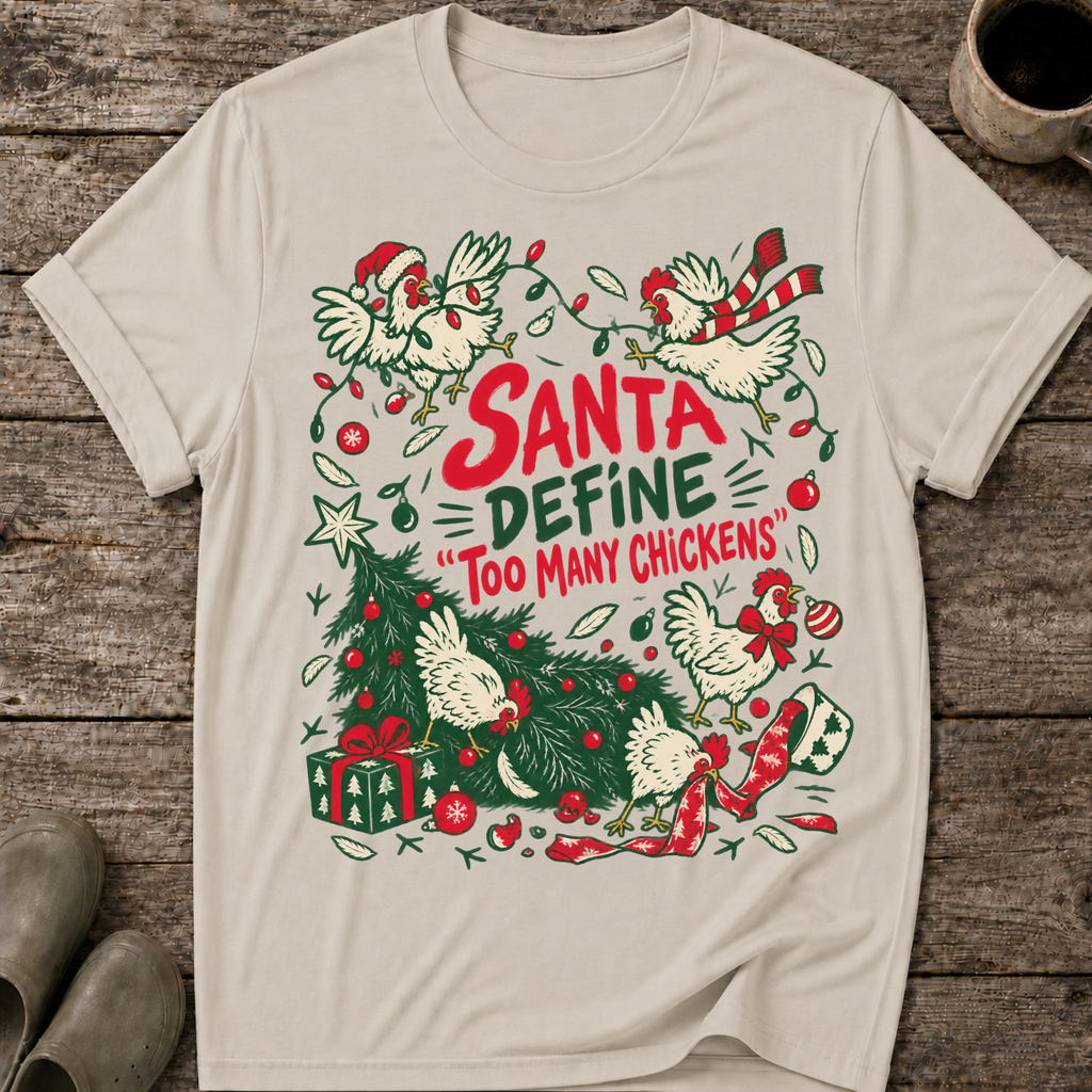 Santa Define Too Many Chickens Ugly Christmas T-Shirt