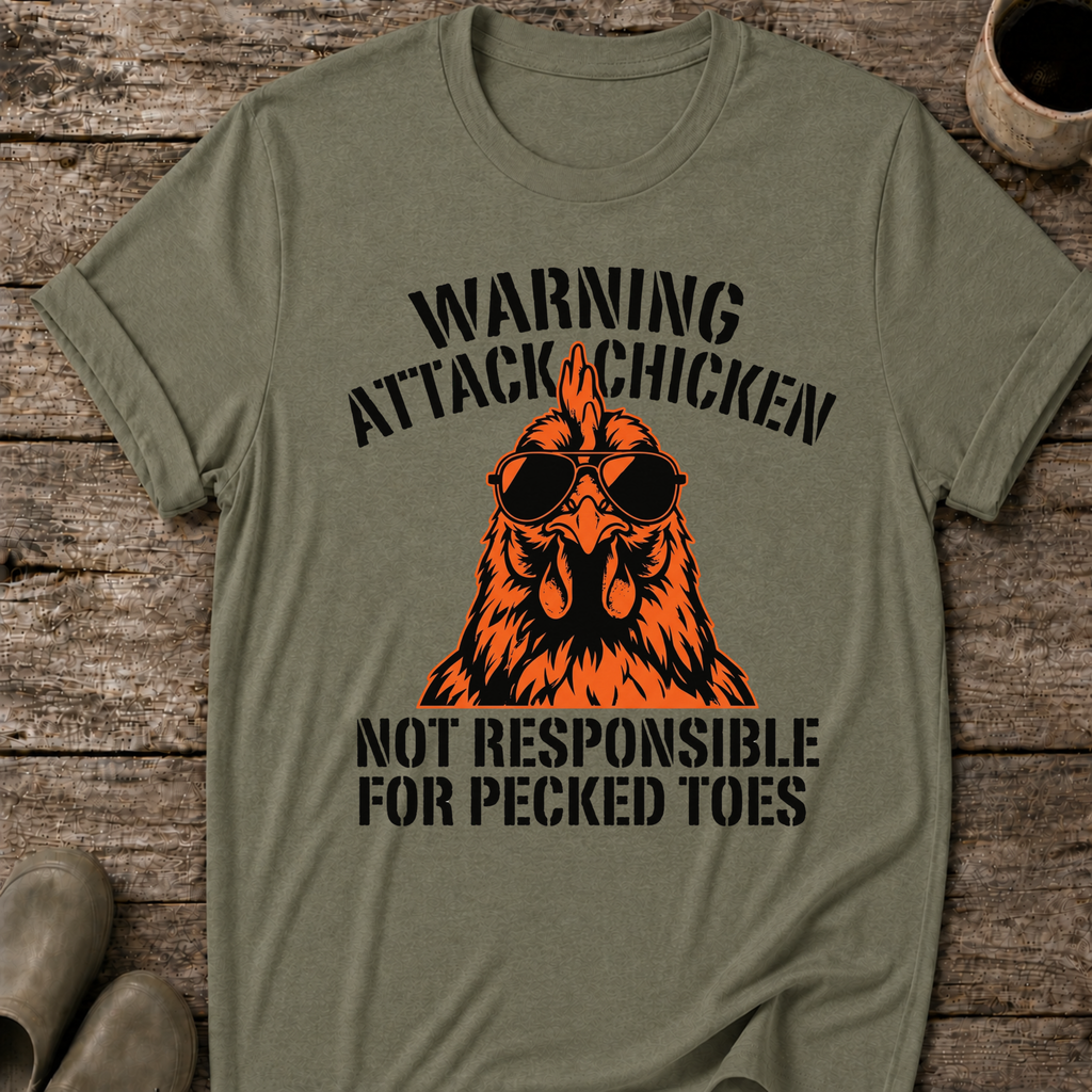 Warning Attack Chicken T-Shirt