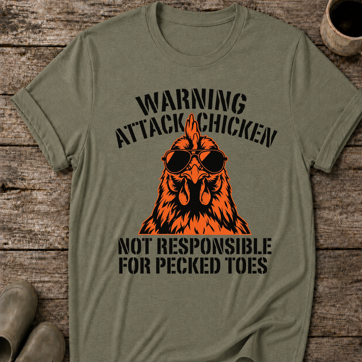 Warning Attack Chicken T-Shirt