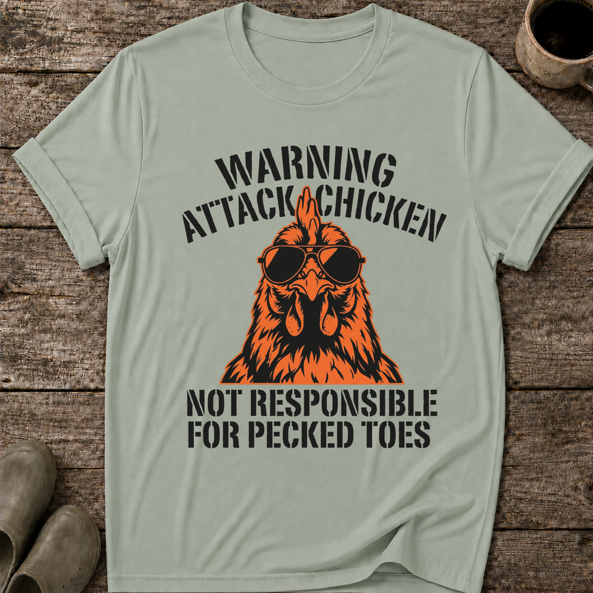 Warning Attack Chicken T-Shirt