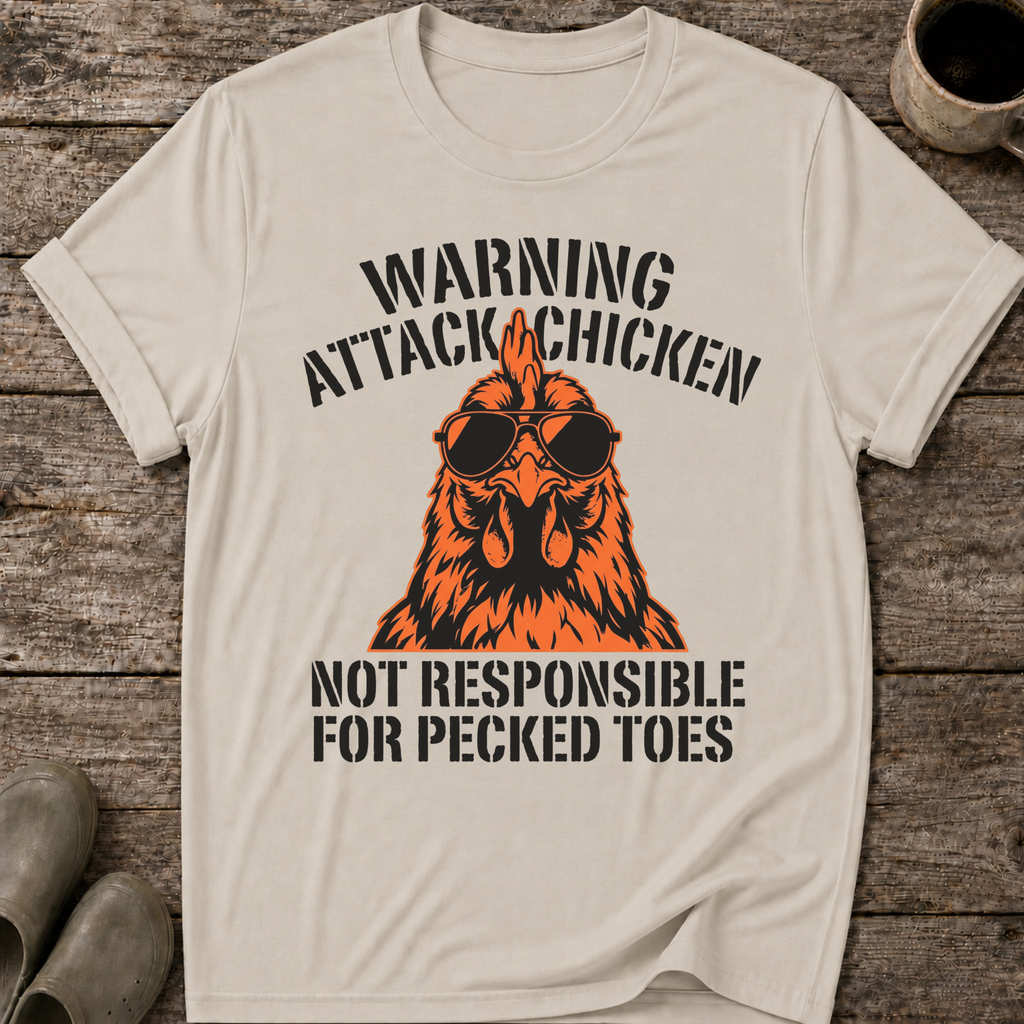 Warning Attack Chicken T-Shirt