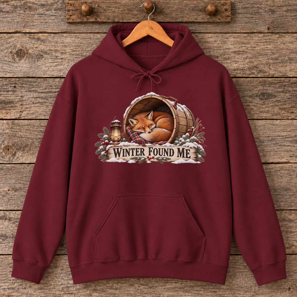 Winter Found Me Sleeping Fox Hoodie